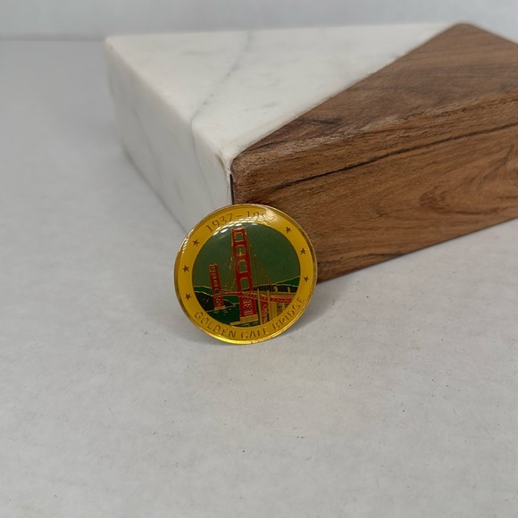 50th Anniversary 1937 - 1987 Golden Gate Bridge Royal Cloisonne Lapel Pin B13 - Picture 1 of 5